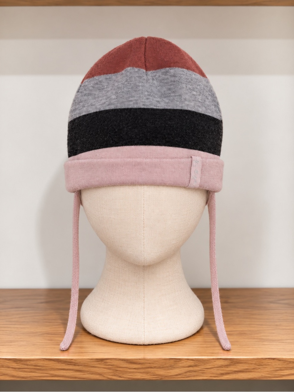 H&M Kids Striped Beanie in Pink, Gray, and Black
